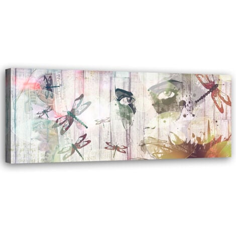 Tableau sur toile Femme et papillons 90x30