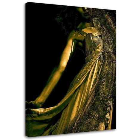 Tableau sur toile Femme glamour en or 40x60