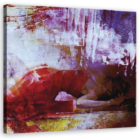 Tableau sur toile Femme Robe rouge Aquarelle 30x30
