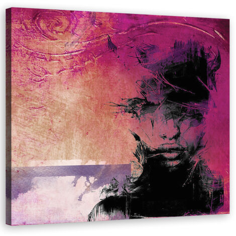 Tableau sur toile Femme Rose Aquarelle 60x60