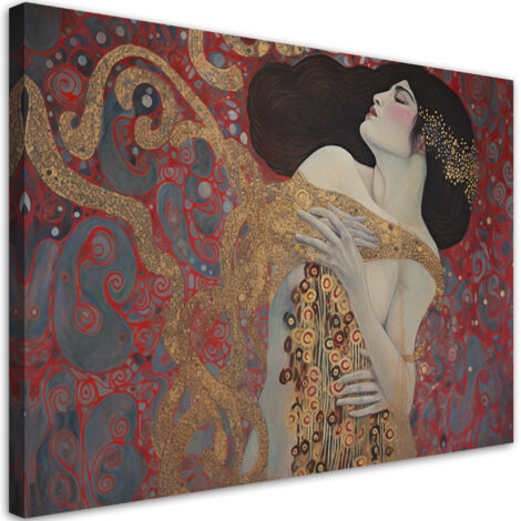 Tableau sur toile Femme rouge abstraite - G. Klimt 90x60