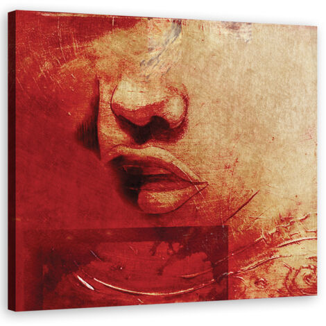 Tableau sur toile Femme Rouge Aquarelle 60x60