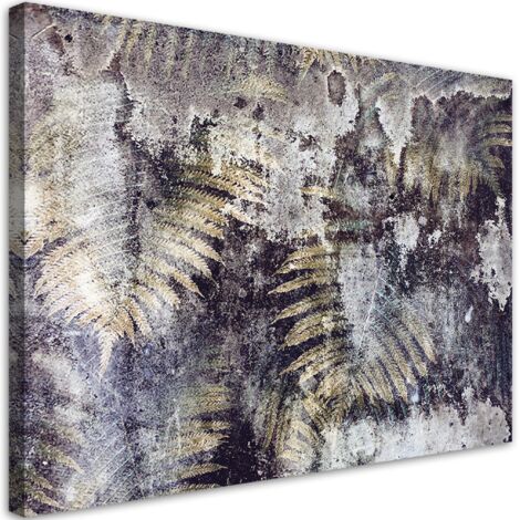 Tableau sur toile Feuilles de fougère dorée 90x60