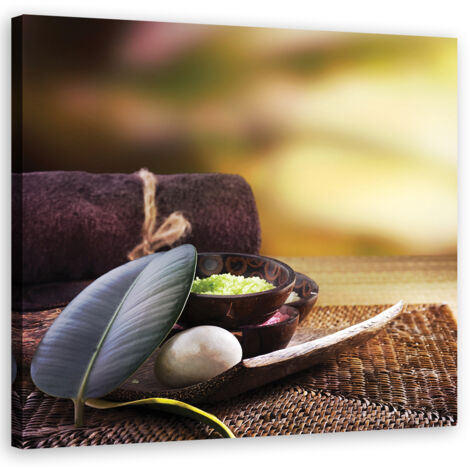 Tableau sur toile Feuilles de spa zen 40x40