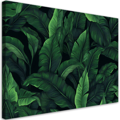 Tableau sur toile Feuilles exotiques en camaïeu de vert 100x70