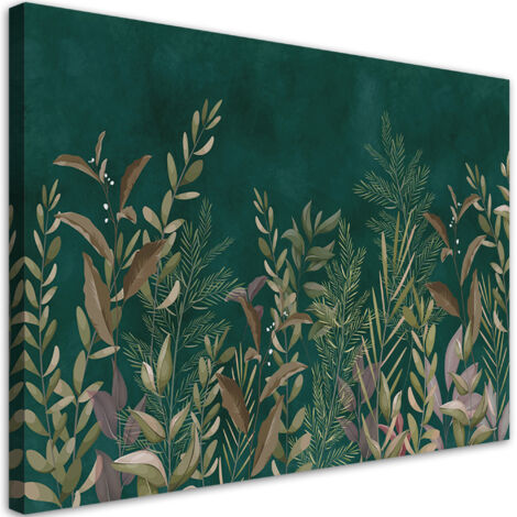 Tableau sur toile Feuilles sur fond vert 90x60