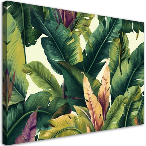 Tableau sur toile Feuilles tropicales colorées 90x60