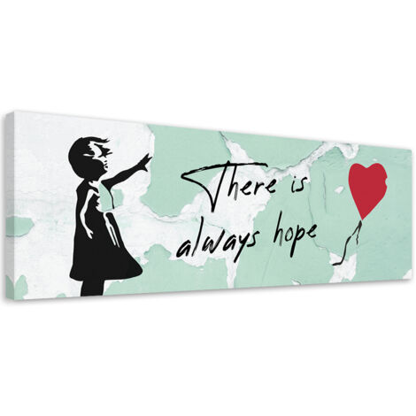 Tableau sur toile Fille Banksy avec ballon 90x30