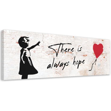 Tableau sur toile Fille Banksy avec ballon 90x30