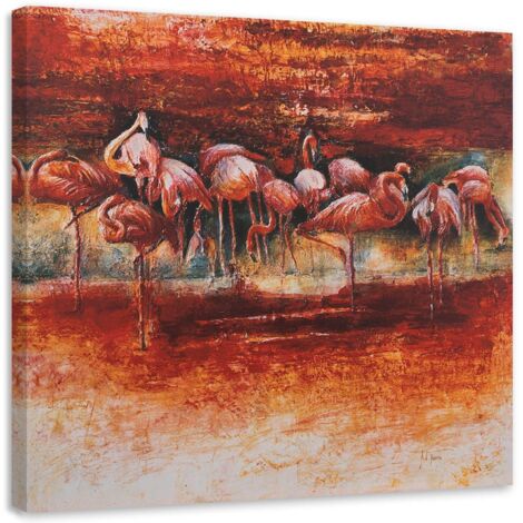 Tableau sur toile Flamant rose Oiseaux 40x40