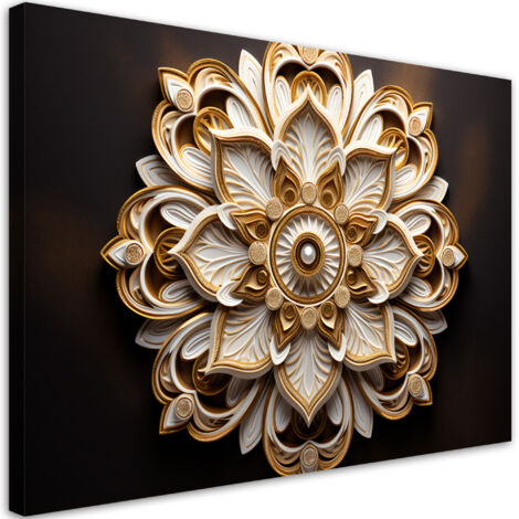 Tableau sur toile Fleur abstraite dorée AI 3d 90x60