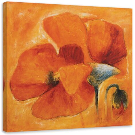 Tableau sur toile Fleur Coquelicot Orange 40x40