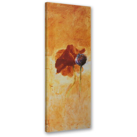 Tableau sur toile Fleur de coquelicot peinte 30x90