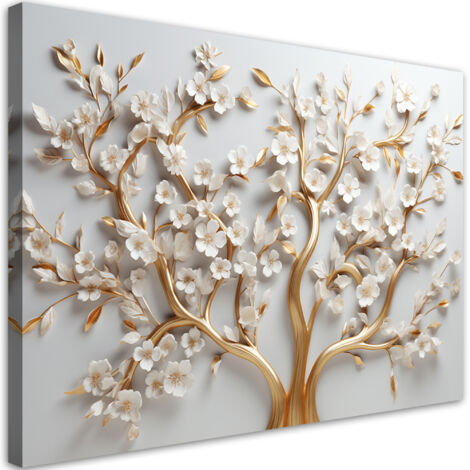 Tableau sur toile Fleur de magnolia glamour or 3D 100x70