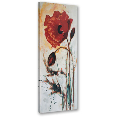 Tableau sur toile Fleur de pavot peinte 30x90