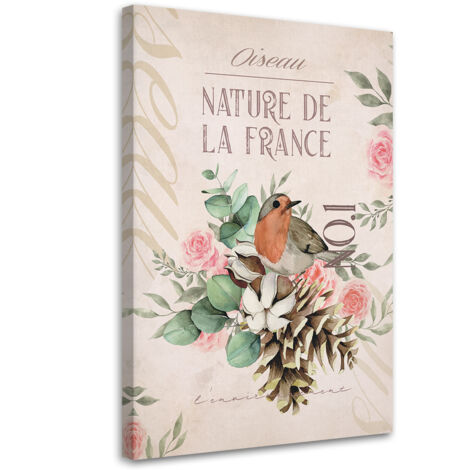 Tableau sur toile Fleur d'oiseau shabby chic 40x60