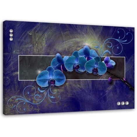 Tableau sur toile Fleur d'orchidée Bleu 60x40