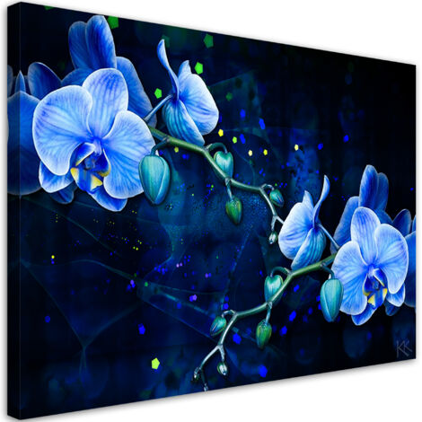 Tableau sur toile Fleur d'orchidée bleue 100x70