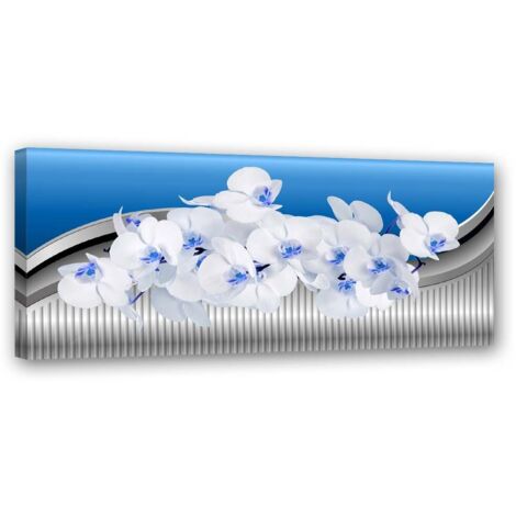 Tableau sur toile Fleur d'orchidée bleue 90x30