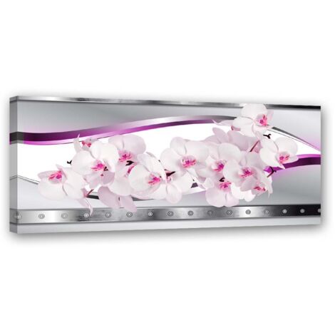 Tableau sur toile Fleur d'orchidée rose 90x30