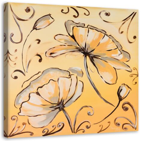 Tableau sur toile Fleur Jaune comme peinte 50x50
