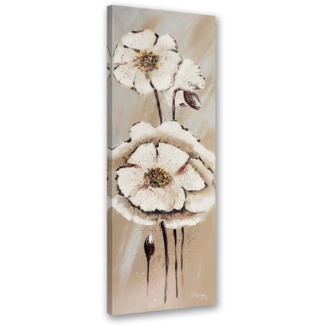 Tableau sur toile Fleur peinte beige 30x90