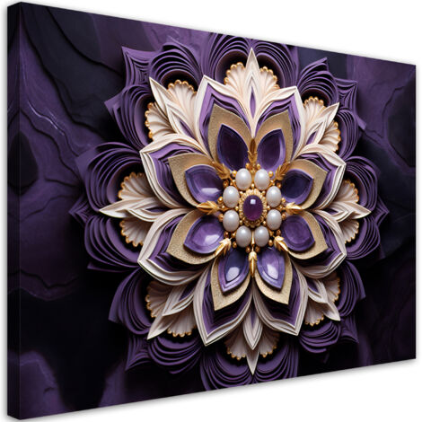 Tableau sur toile Fleur violette diamant 3D 90x60
