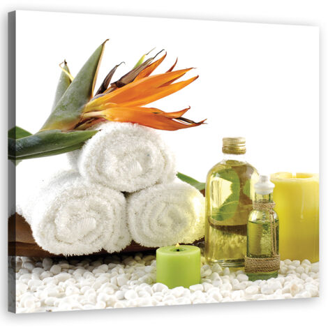 Tableau sur toile Fleur Zen Spa Olive 40x40