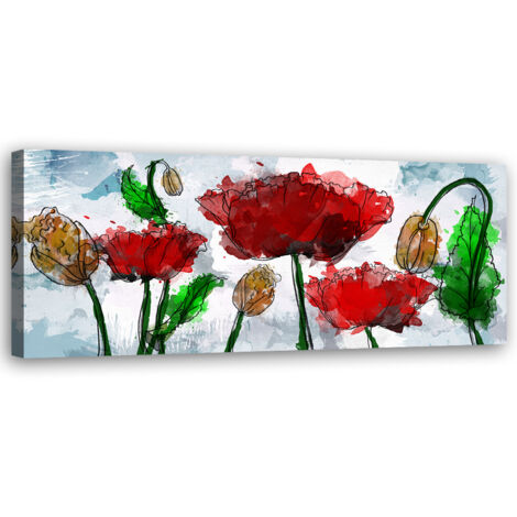 Tableau sur toile Fleurs abstraites peintes 90x30