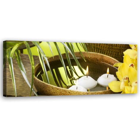 Tableau sur toile Fleurs Bambou Zen 90x30