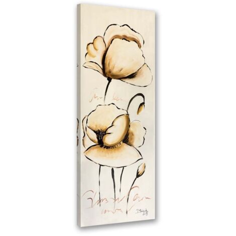 Tableau sur toile Fleurs beiges comme peintes 30x90