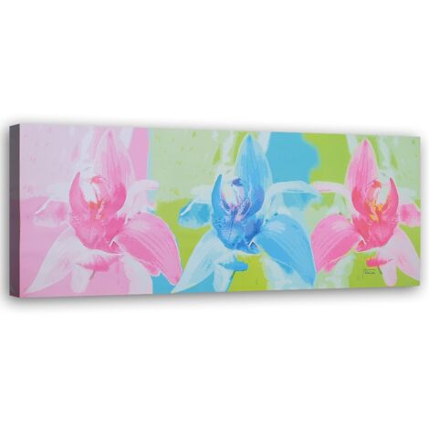 Tableau sur toile Fleurs colorées comme peintes 90x30