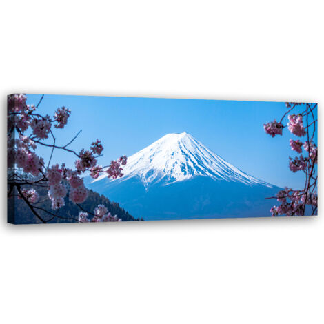 Tableau sur toile Fleurs de cerisier et mont Fuji 90x30