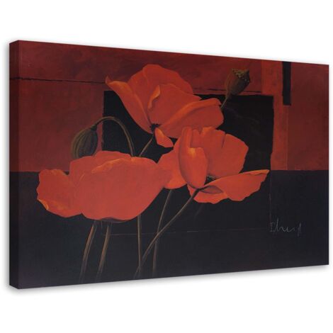 Tableau sur toile Fleurs de pavot Rouge 60x40