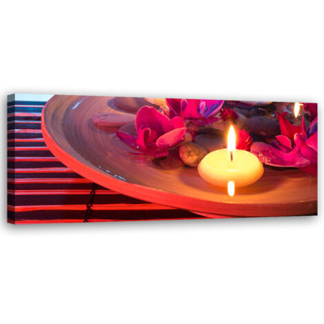 Tableau sur toile Fleurs flottantes et pierres zen 90x30