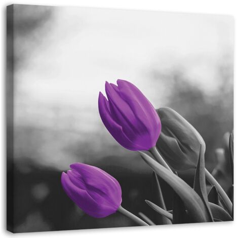 Tableau sur toile Fleurs Lilas Tulipes 30x30