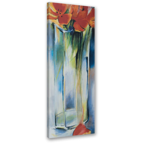 Tableau sur toile Fleurs peintes dans un vase 30x90