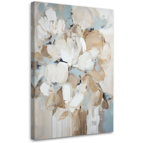Tableau sur toile Fleurs peintes en beige 40x60