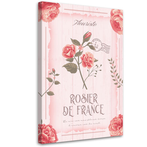 Tableau sur toile Fleurs vintage poudrées 70x100