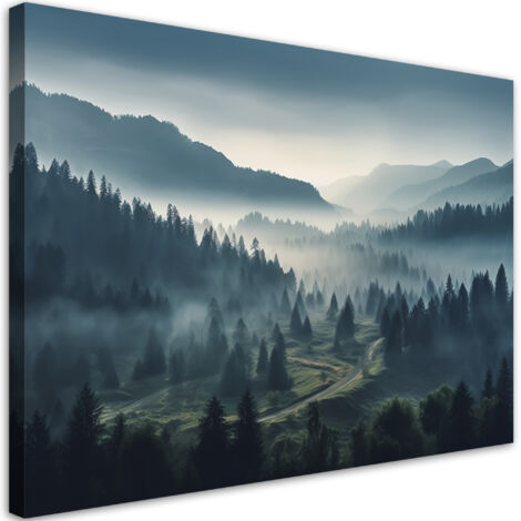 Tableau sur toile Forêt de brouillard 90x60