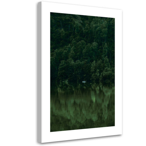 Tableau sur toile Forêt verte au bord du lac 40x60