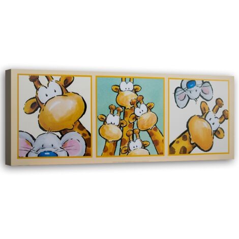 Tableau sur toile Girafe Souris 90x30