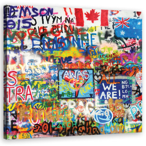 Tableau sur toile Graffiti Street Art Multicolore 50x50