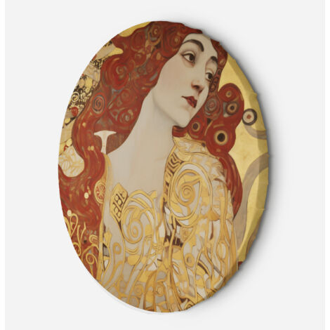 Tableau sur toile Image circulaire - Femme aux cheveux longs - G. Klimt 40x40
