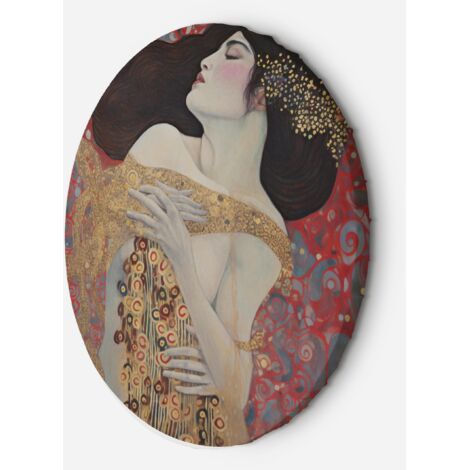 Tableau sur toile Image circulaire - Femme rouge abstrait - G. Klimt 60x60