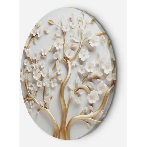 Tableau sur toile Image circulaire Fleur de magnolia dorée glamour 3D 40x40