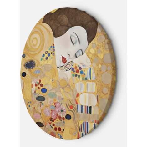 Tableau sur toile Image circulaire - Portrait de femme abstrait - G. Klimt 80x80