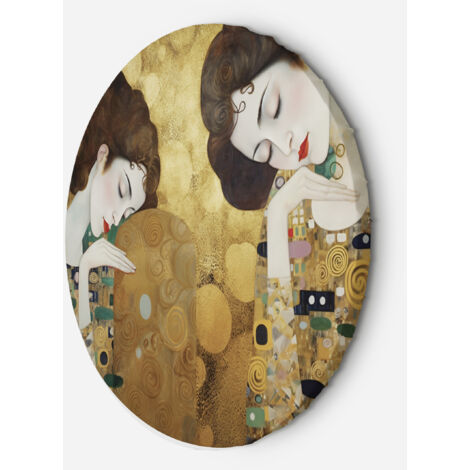 Tableau sur toile Image circulaire - Portrait de femme en or - G. Klimt 60x60