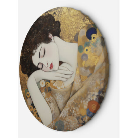 Tableau sur toile Image circulaire - Visage de femme - G. Klimt 80x80