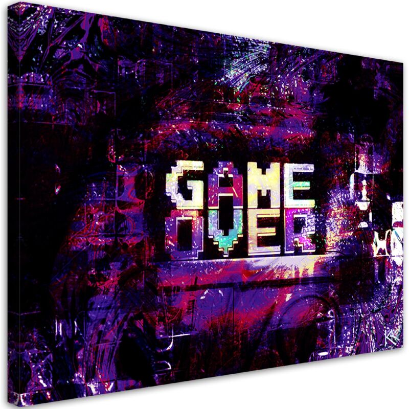 Tableau sur toile, inscription abstraite Game Over - 100x70